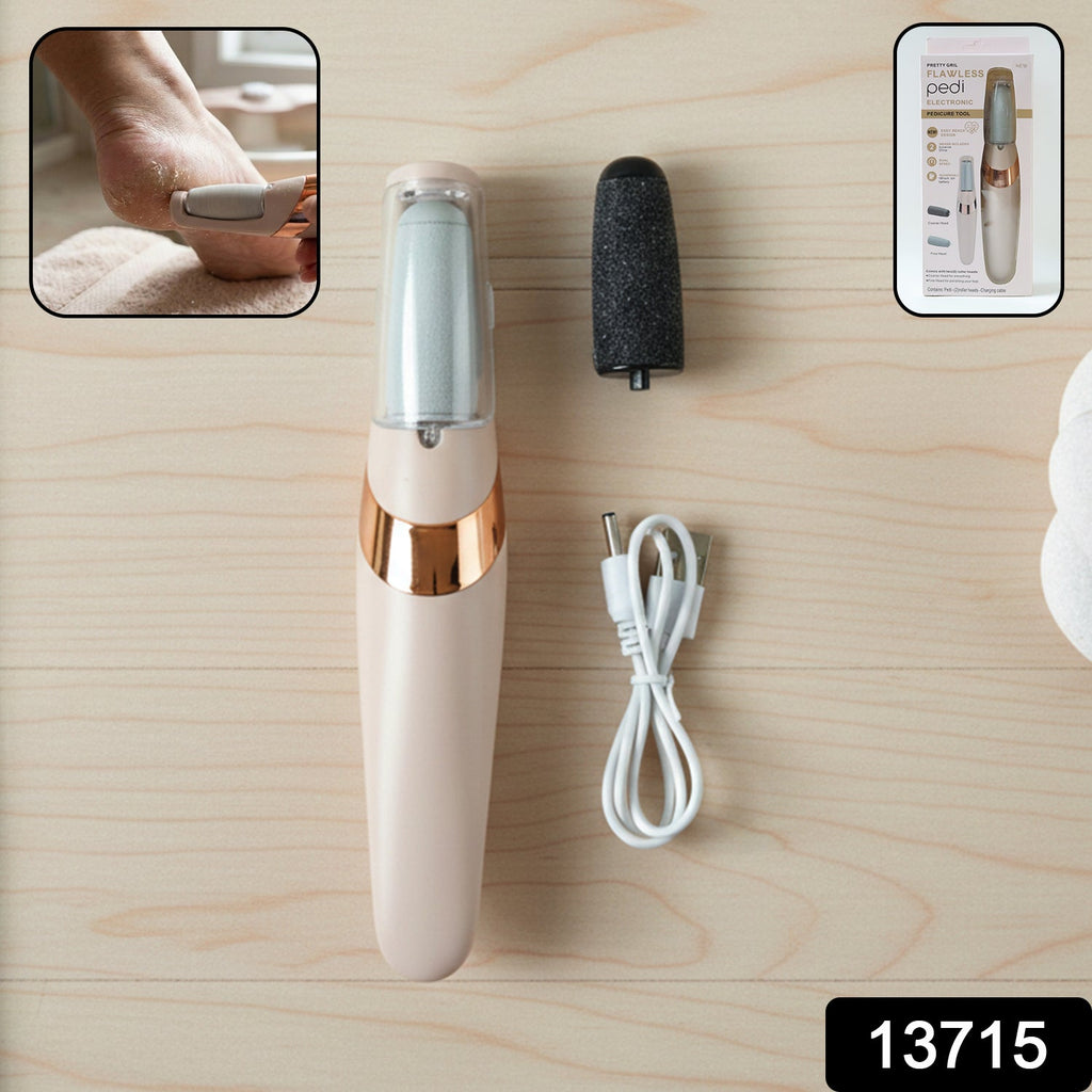 Electronic pedicure tool displaying coarse and fine roller heads