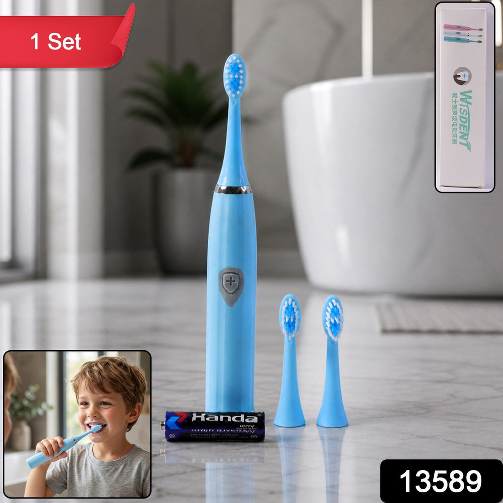 Sleek white portable electric toothbrush displayed from the side