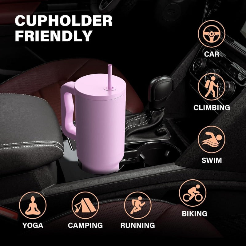 1200ml Tumbler Purple With Steel Straw
