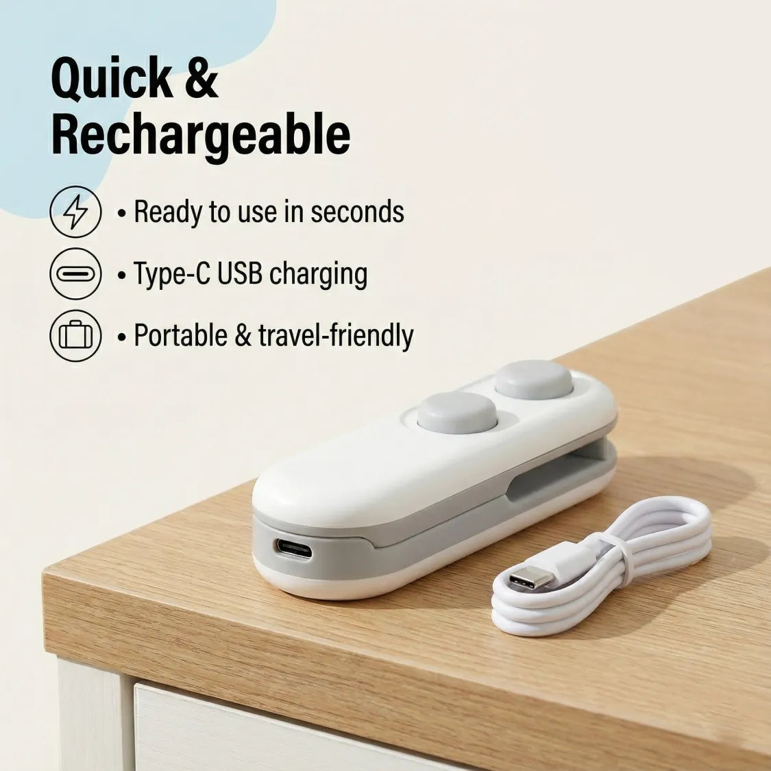 Compact handheld size of the mini bag sealer