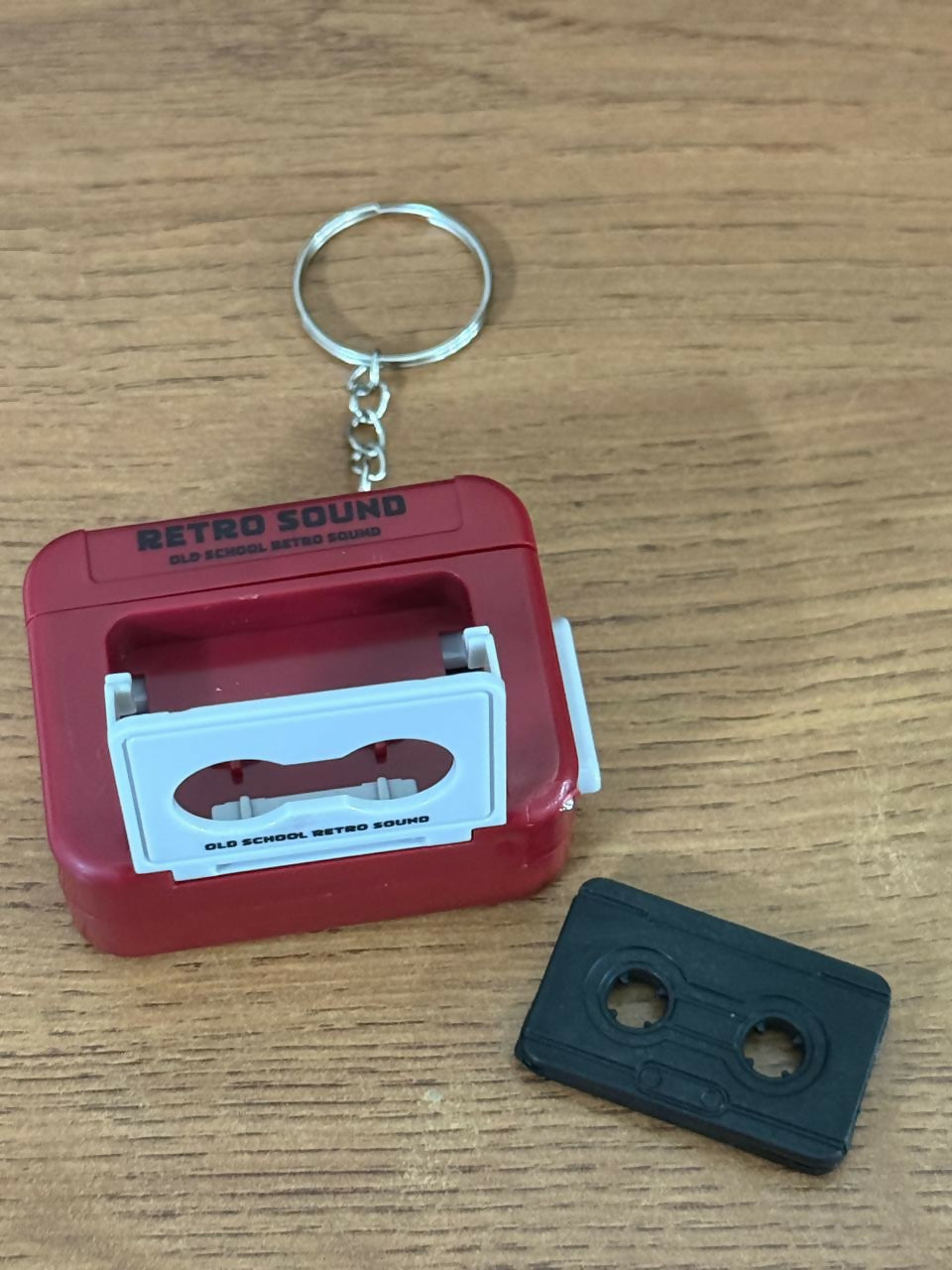 Mini detachable cassette on retro sound keychain