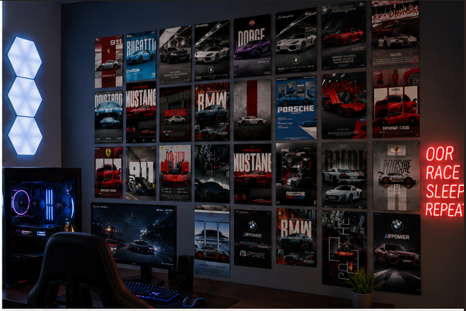 Aesthetic Car Wall Poster Set – 24 Pieces