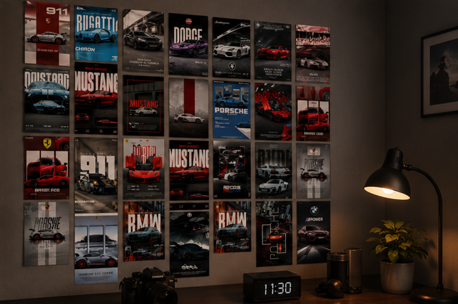 Aesthetic Car Wall Poster Set – 24 Pieces