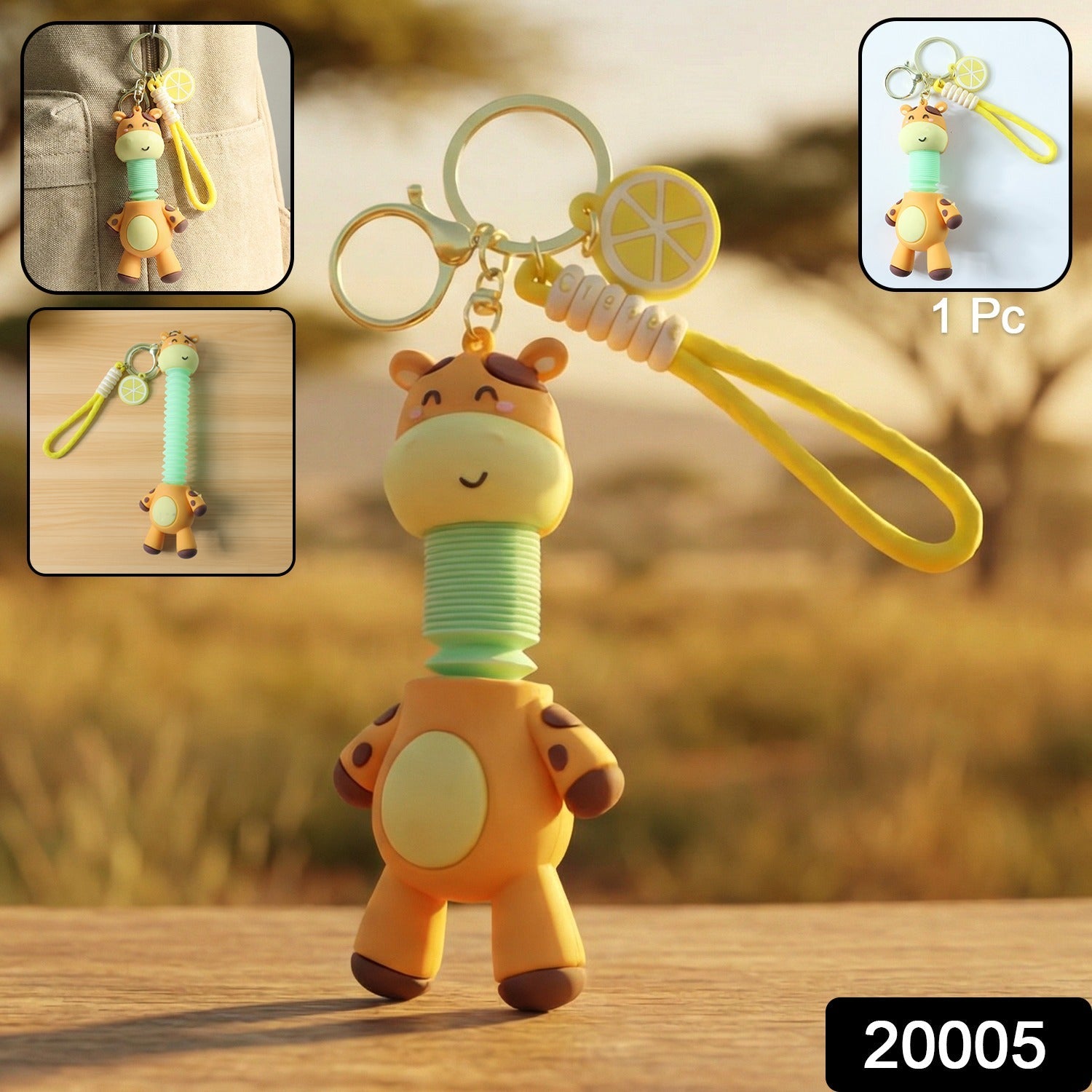 Giraffe keychain with wrist strap